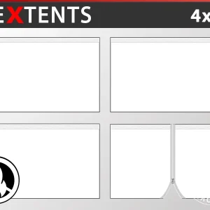 Seitenwand-Set für das Faltzelt FleXtents 4x4m, Weiß, Flammenhemmend