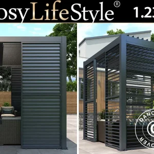 Lamellenwand für bioklimatischen Pergola Pavillon San Pablo, 1,23x2,175m, Schwarz