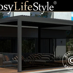 Seitenwand für bioklimatischen Pergola-Pavillon San Pablo, 4m, Schwarz