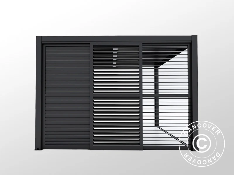 Lamellen-Schiebetür-Set für Pavillon San Pablo 4m, 1,25x2,18m, Schwarz - Image 3