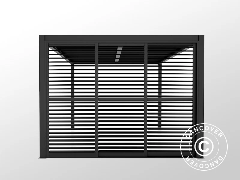 Lamellen-Schiebetür-Set für Pavillon San Pablo 4m, 1,25x2,18m, Schwarz - Image 4