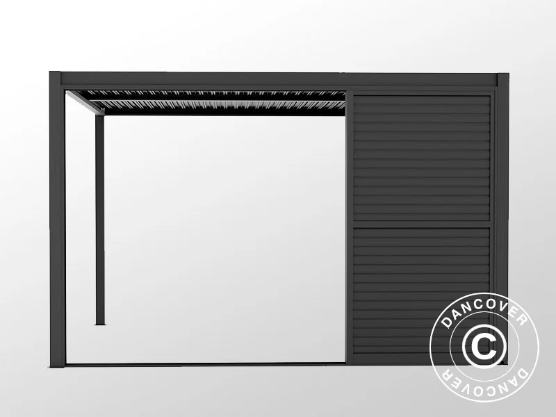 Lamellen-Schiebetür-Set für Pavillon San Pablo 4m, 1,25x2,18m, Schwarz - Image 7