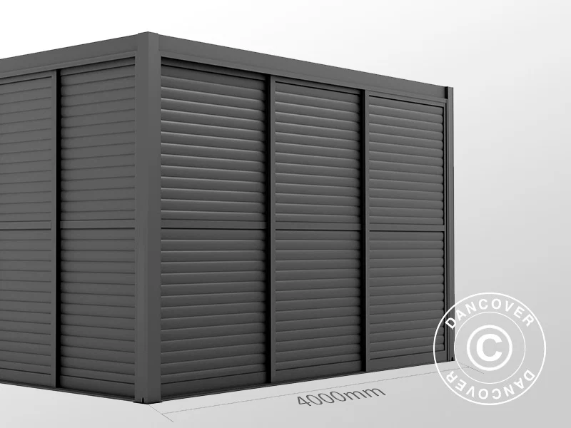 Lamellen-Schiebetür-Set für Pavillon San Pablo 4m, 1,25x2,18m, Schwarz - Image 9