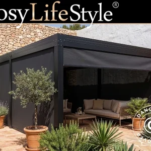 Seitenwand für bioklimatischen Pergola-Pavillon Monterey S2, 4m, Dunkelgrau