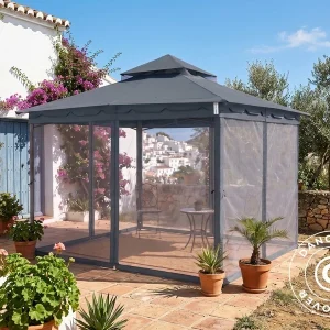 Moskitonetz für Pavillon Horus, 3,4x3,4m, Grau