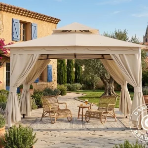 Vorhangset für Pavillon Horus, 3x3,7m, Beige