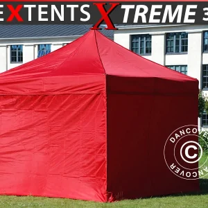 Faltzelt FleXtents Xtreme 50 3x3m Rot, mit 4 Seitenwänden