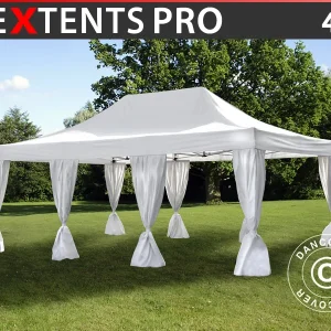 Faltzelt FleXtents PRO 4x6m Weiß, mit 8 Gardinen