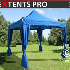 Faltzelt FleXtents PRO 3x3m Blau, mit 4 Gardinen