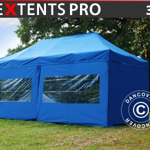 Faltzelt FleXtents PRO 3x6m Blau, mit 6 Seitenwänden