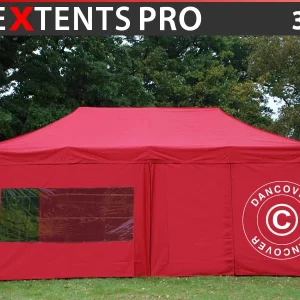 Faltzelt FleXtents PRO 3x6m Rot, mit 6 Seitenwänden