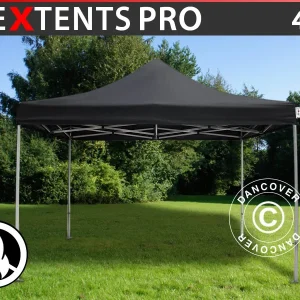 Faltzelt FleXtents PRO 4x4m Schwarz, Flammenhemmend