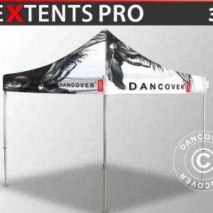 Faltzelt FleXtents PRO mit vollflächigem Digitaldruck, 3x3m