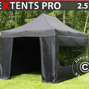 Faltzelt FleXtents PRO 2,5x5m Schwarz, mit 6 Seitenwänden