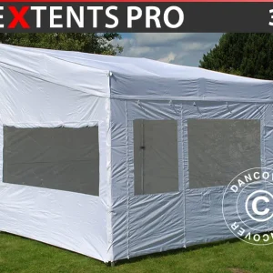 Faltzelt FleXtents PRO Trapezo 3x3m Weiß, mit 4 Seitenwänden