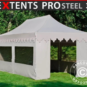 Faltzelt FleXtents PRO Steel "Morocco" 3x6m Latte, mit 6 Seitenwänden