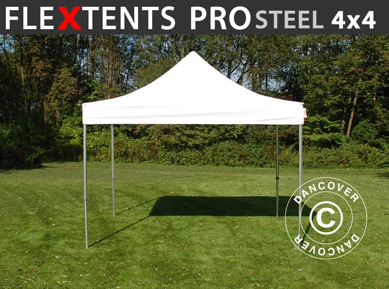 Faltzelt FleXtents PRO Steel 4x4m Weiß