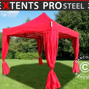 Faltzelt FleXtents PRO Steel 3x3m Rot, mit 4 Gardinen