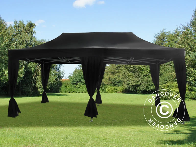 Faltzelt FleXtents Steel 3x6m Schwarz, mit 6 Gardinen - Image 3