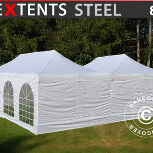 Faltzelt FleXtents Steel 8x8m Weiß, inkl. 8 Seitenwände
