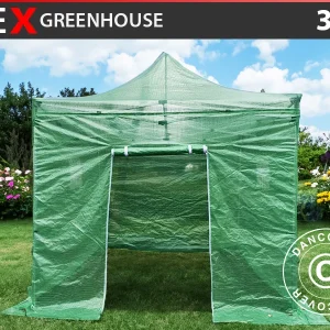 FleX Gewächshaus 3x3m, PE, Transparent/Grün