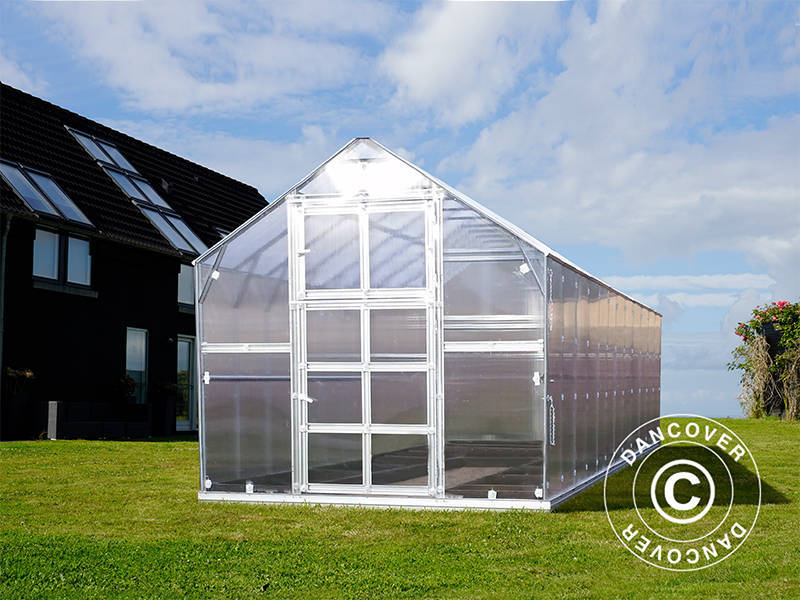 Gewächshaus Polycarbonat TITAN Classic 480, 14,4m², 2,35x6,12m, Silber - Image 3