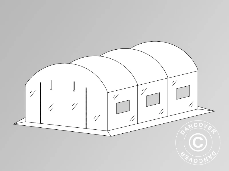 Plane für Foliengewächshaus, 3x4,5x2m, Folie 180 Mikron, durchsichtig