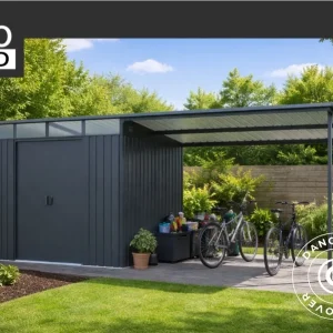 Geräteschuppen m/Dachfenster + Überhang, 4,74x1,93x2,02m, 9,15m², ProShed®, Anthrazit