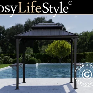 Grillpavillon San Antonio Alu+, 2,4x1,8m, Schwarz