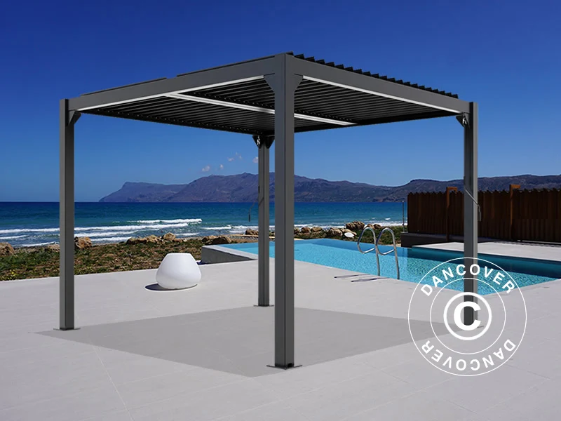 Bioklimatische Pergola pavillon San Pablo Alu+, 3x3m, Schwarz - Image 4