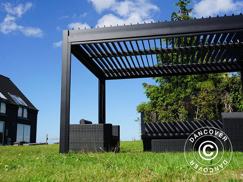 Bioklimatische Pergola pavillon San Pablo Alu+, 3x3m, Schwarz - Image 8
