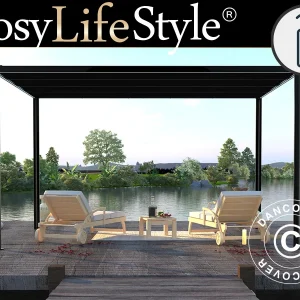 Pergola Pavillon San Fernando, 3x3m, Schwarz/Dunkelgrau