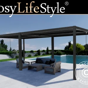 Bioklimatische Pergola Pavillon San Pablo Alu+, 3x4m, Schwarz, 2 Stk.