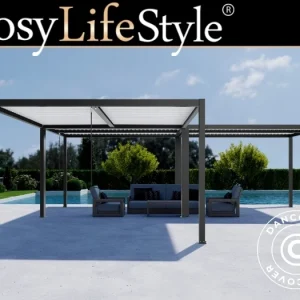 Bioklimatischer pergola pavillon San Pablo Alu+, 3x3m, Schwarz/Weiß, 3 Stk.
