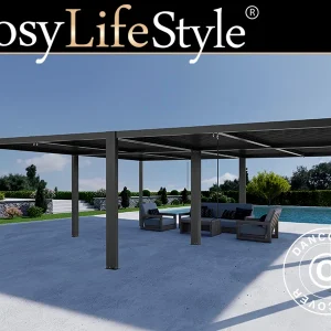 Bioklimatischer pergola pavillon San Pablo Alu+, 3x4m, Schwarz, 4 Stk.