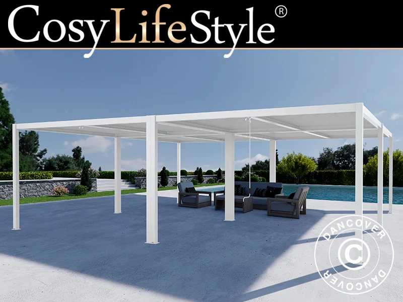 Bioklimatischer pergola pavillon San Pablo Alu+, 3x4m, Weiß, 4 Stk.