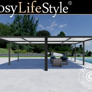 Bioklimatischer pergola pavillon San Pablo Alu+, 4x4m, Schwarz/Weiß, 4 Stk.