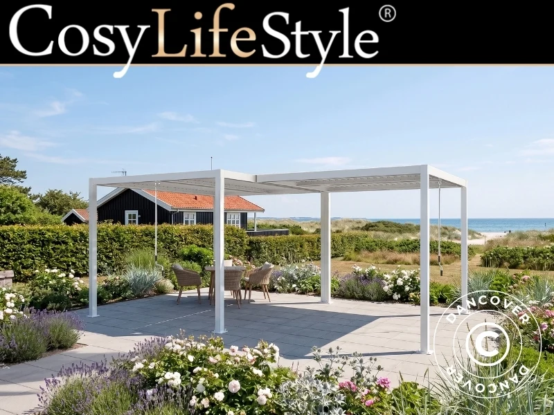 Bioklimatische Pergola Pavillon San Pablo Alu+, 3x3m, 3x4m, Weiß, 2 Stk.