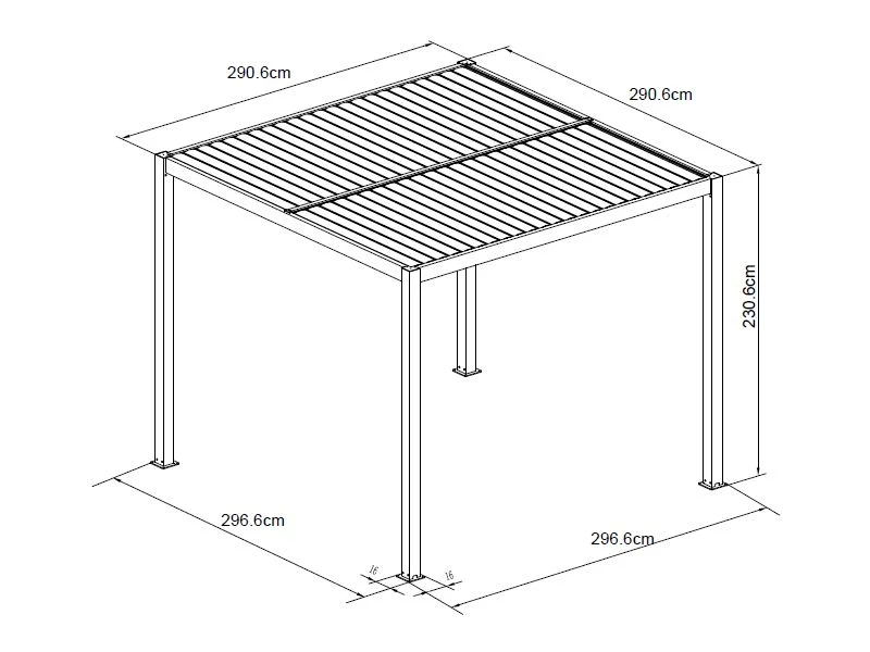 Bioklimatische Pergola Pavillon San Pablo Alu+, 3x3m, 3x4m, Weiß, 2 Stk. - Image 5