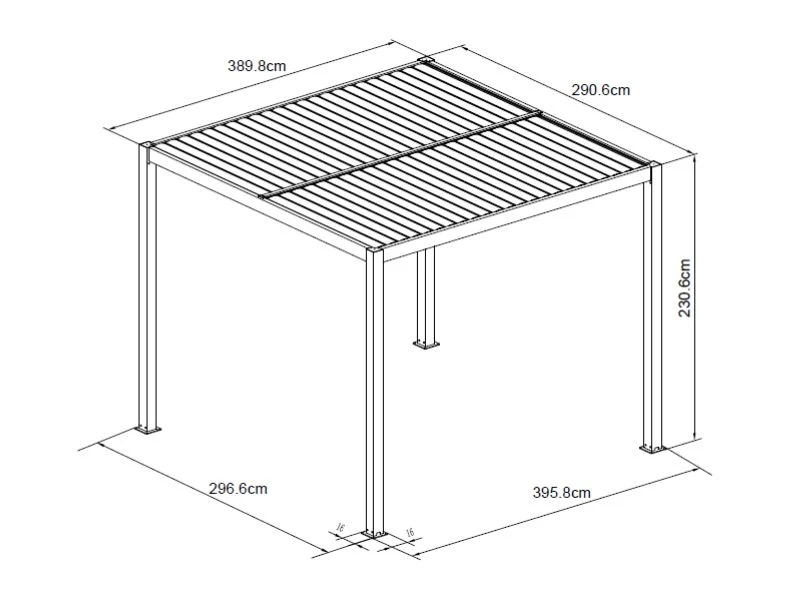 Bioklimatische Pergola Pavillon San Pablo Alu+, 3x3m, 3x4m, Weiß, 2 Stk. - Image 6