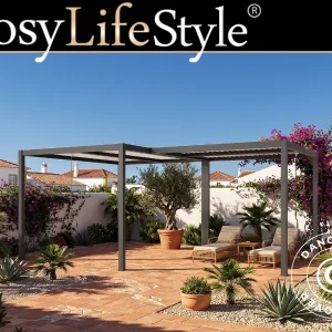 Bioklimatische Pergola Pavillon San Pablo Alu+, 3x3m, 3x4m, Schwarz/Weiß, 2 Stk.