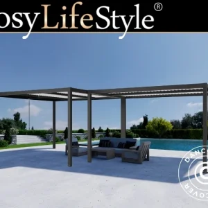 Bioklimatische Pergola Pavillon San Pablo Alu+, 3x4m, 4x4m, Schwarz/Weiß, 2 Stk.