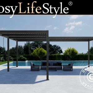Bioklimatische Pergola Pavillon San Pablo Alu+, 3x4m, 3x5,8m, Schwarz, 2 Stk.