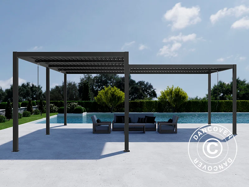 Bioklimatische Pergola Pavillon San Pablo Alu+, 3x4m, 3x5,8m, Schwarz, 2 Stk. - Image 3