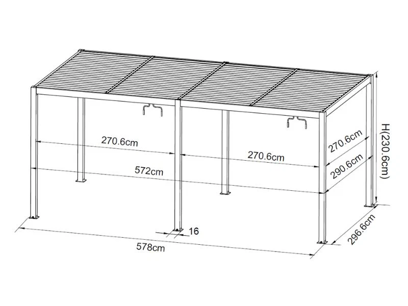 Bioklimatische Pergola Pavillon San Pablo Alu+, 3x4m, 3x5,8m, Schwarz, 2 Stk. - Image 9