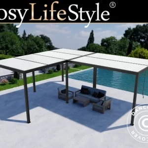 Bioklimatische Pergola Pavillon San Pablo Alu+, 3x4m, 3x5,8m, Schwarz/Weiß, 2 Stk.