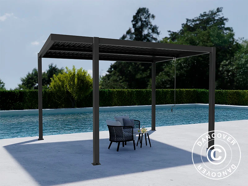 Bioklimatischer pergola pavillon San Pablo Alu+, Open Side, 3x3m, Schwarz - Image 4