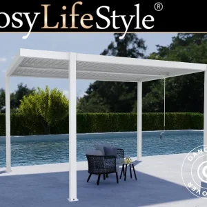 Bioklimatischer pergola pavillon San Pablo Alu+, Open Side, 3x3m, Weiß