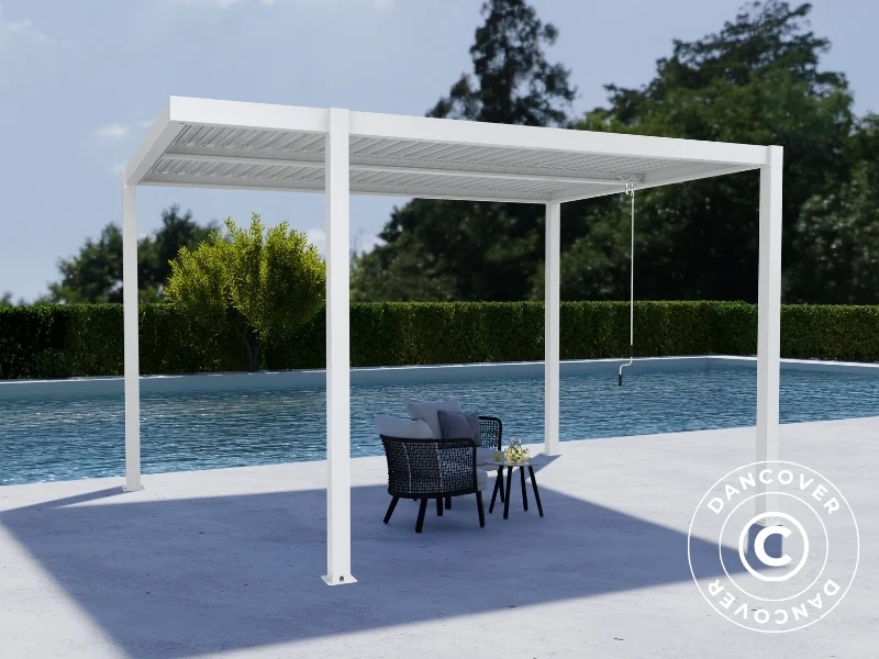 Bioklimatischer pergola pavillon San Pablo Alu+, Open Side, 3x3m, Weiß - Image 3