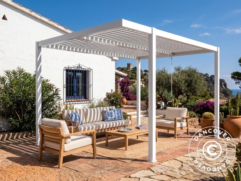 Bioklimatischer pergola pavillon San Pablo Alu+, Open Side, 3x3m, Weiß - Image 6